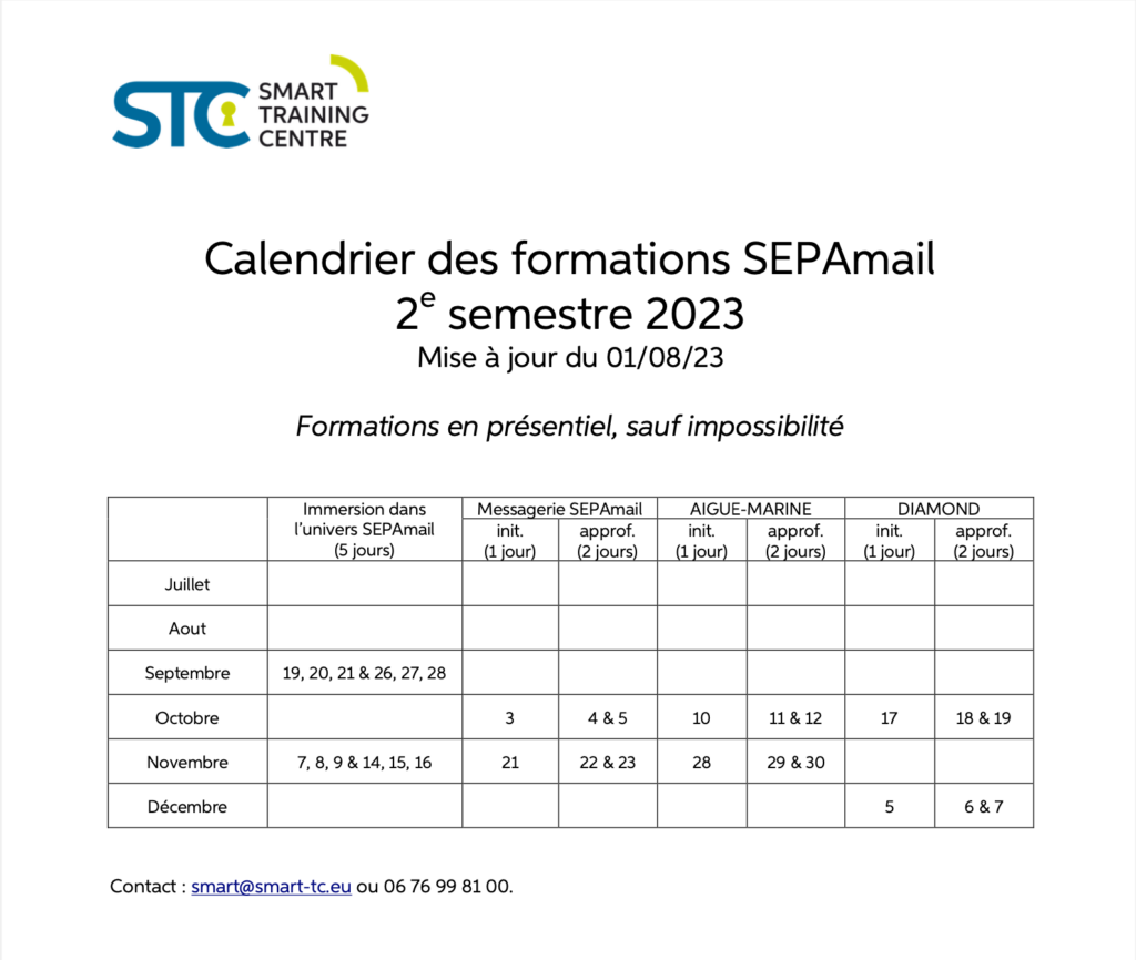 calendrier des formations